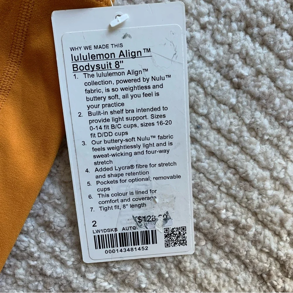 Lululemon Align Bodysuit 8” Autumn Orange NWT Size 2
